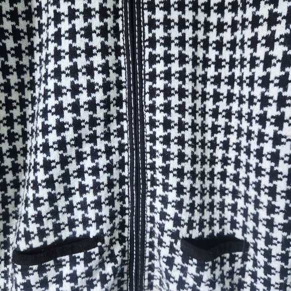 Alia Cardigan Sweater Womens XL Black and White Houndstooth Full Zip - Picture 4 of 8